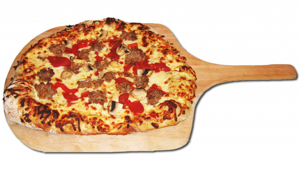 Sausage, Mushroom and Roasted Red Pepper Pizza.Click to Drool.